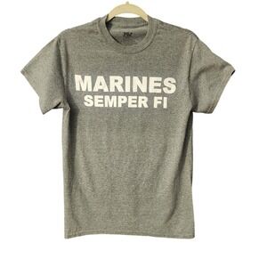 MV Sport Military Mens Marines Semper Fi Graphic Gray T-Shirt Small